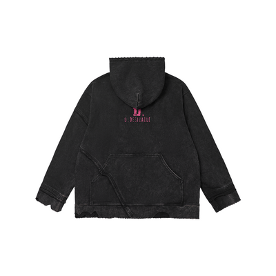 No.18 Washed Logo Hoodie Black
