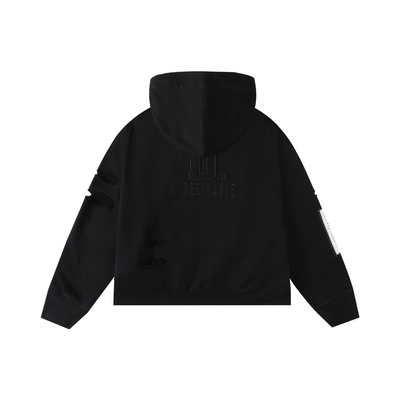 West Coast LA - Denim Big 'D' Embroidery Triple Splice Hoodie Black