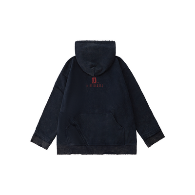 No.18 Washed Logo Hoodie Dark Blue