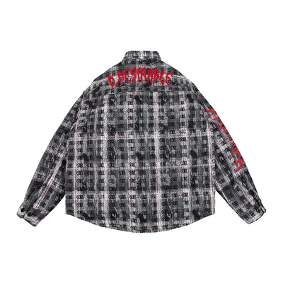 Double-D Logo Print Brushed Plaid Shirt Black