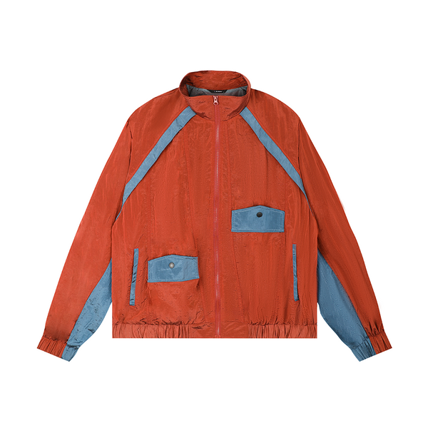 D.Desirable Vintage Sports Sense - Inverted Pocket Color-Block Jacket