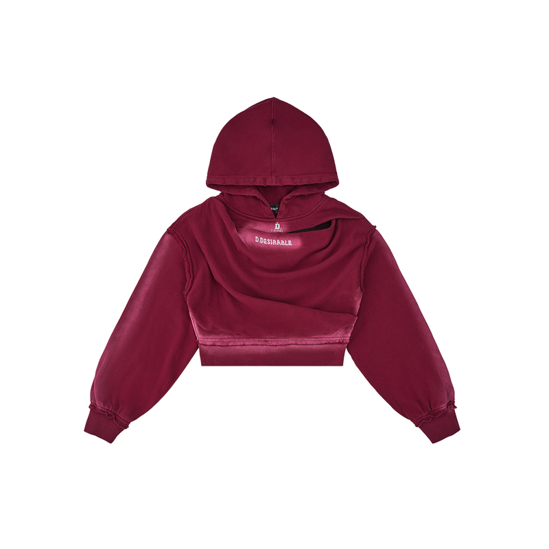 D.DESIRABLE Draped Gradient Crop Hoodie