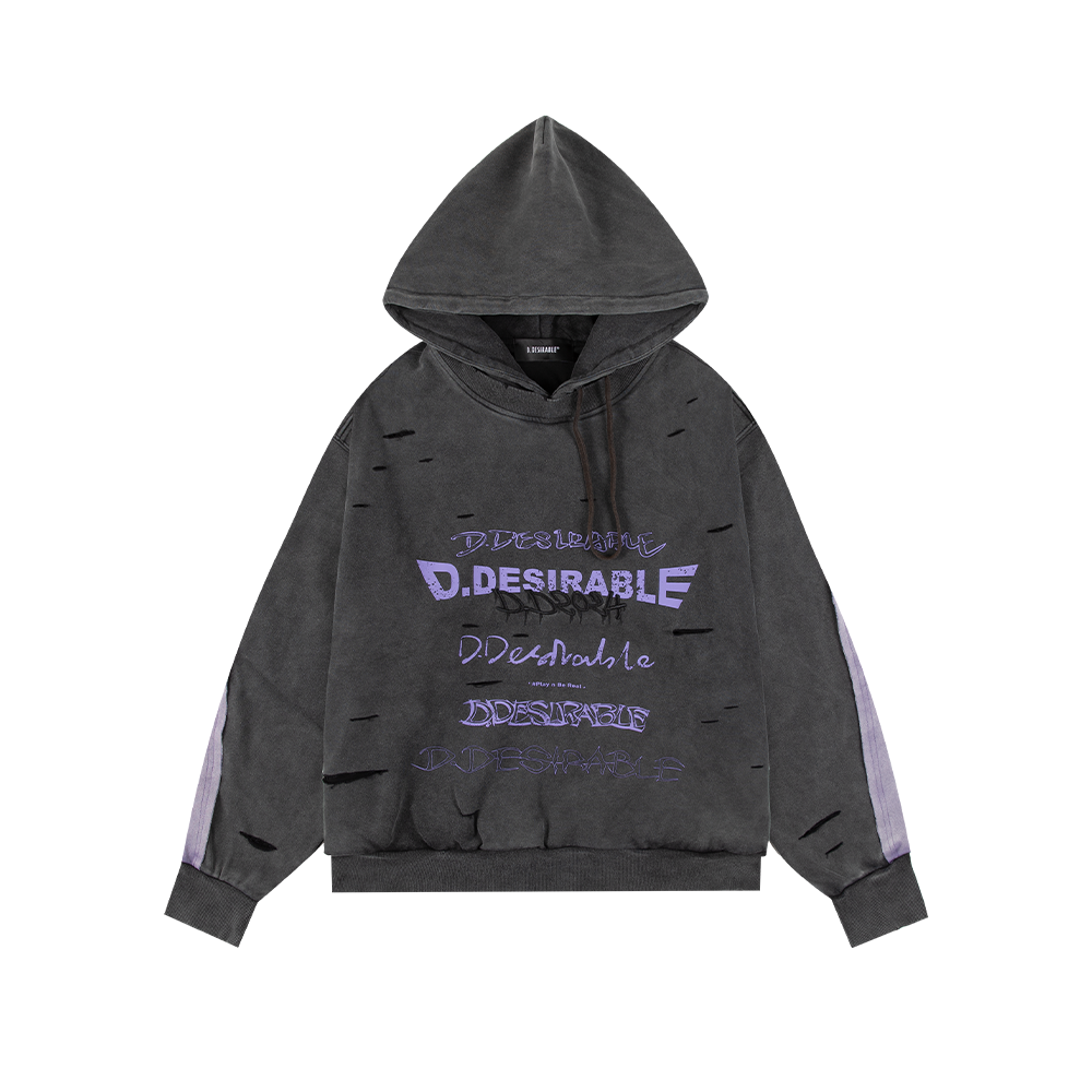 West Coast LA - Layered Tee Distressed Logo Hoodie