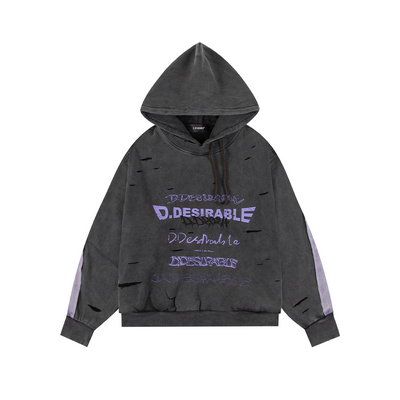 West Coast LA - Layered Tee Distressed Logo Hoodie