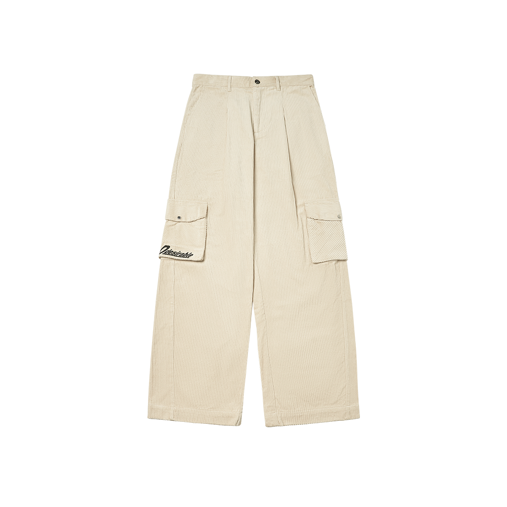 Chunky-Ribbed Corduroy Workwear Pants Beige