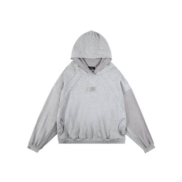 Silver-Black Logo Patchwork Hoodie