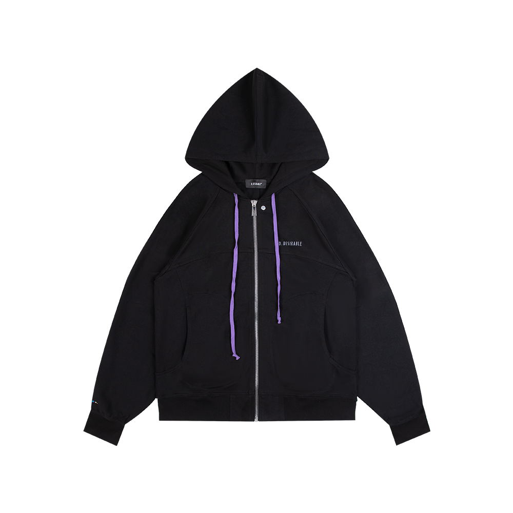 Drawstring Hoodie Jacket Dark Purple