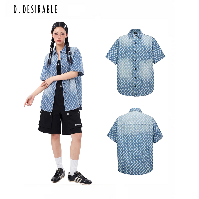 D.DESIRABLE‑ All‑Over D Print Short‑Sleeve Shirt