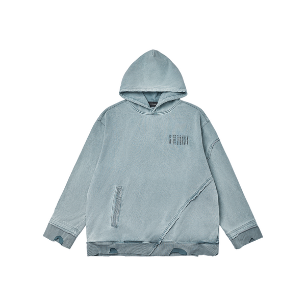 D.Desirable No.18 Washed Logo Hoodie Baby Blue