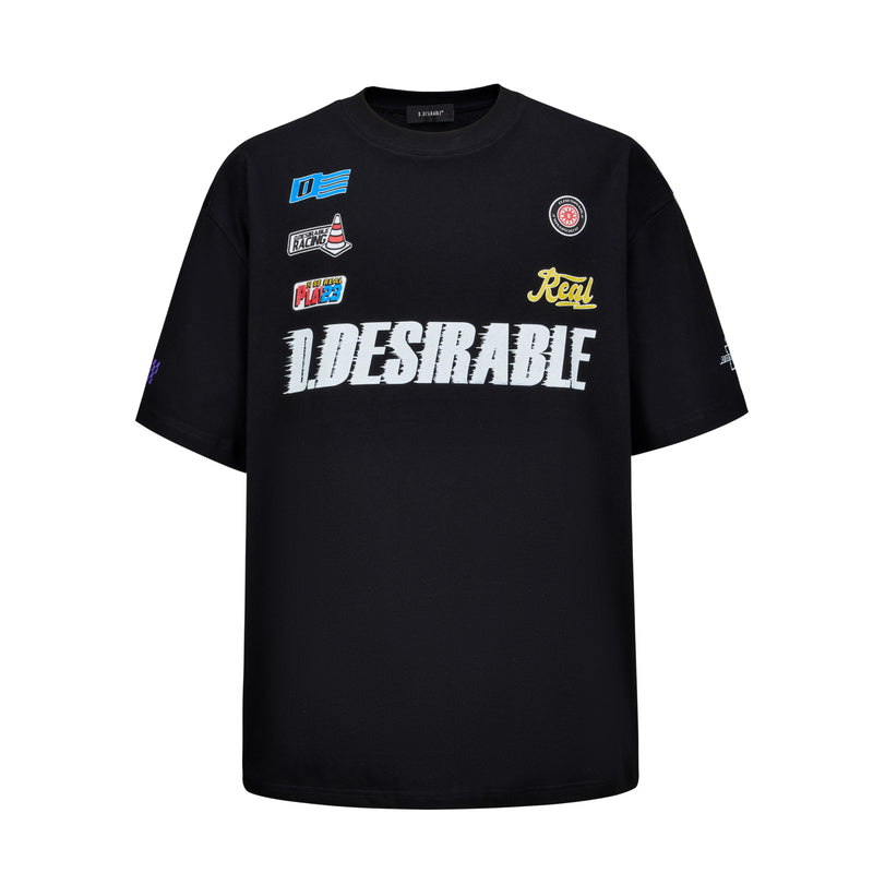 D.DESIRABLE-Sporty‑Racer Logo Short‑Sleeve T‑Shirt