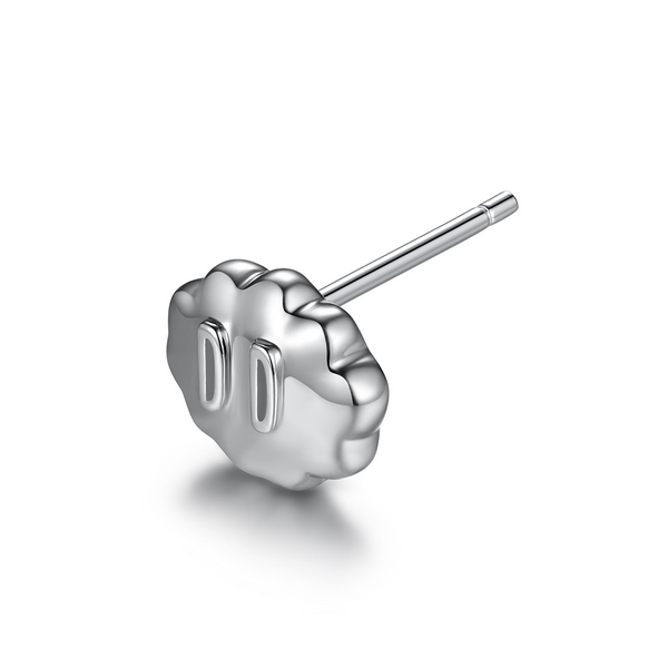 D.Desirable Inflated Coal Shiny Silver Earring（Single One）