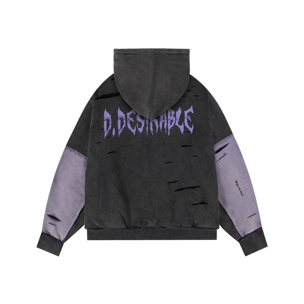 West Coast LA - Layered Tee Distressed Logo Hoodie