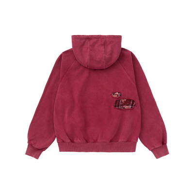 Rosy Glow Vintage-Style Hoodie Red
