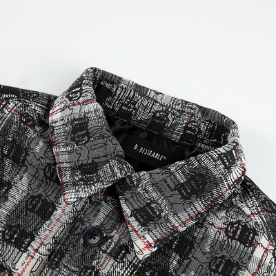 Double-D Logo Print Brushed Plaid Shirt Black