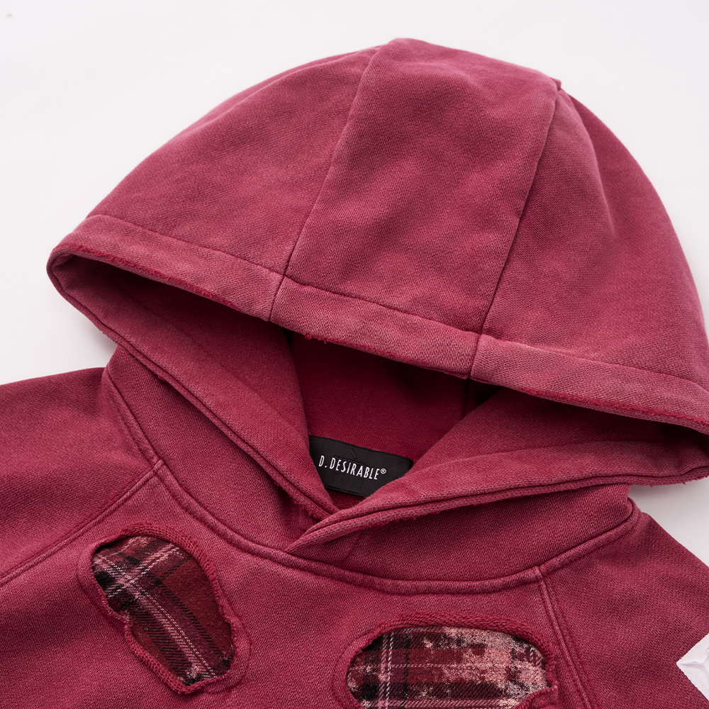 Rosy Glow Vintage-Style Hoodie Red