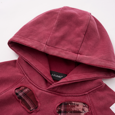 Rosy Glow Vintage-Style Hoodie Red