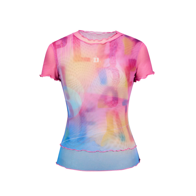 D.DESIRABLE-Candy Bar‑Double‑Layer Gauze Graphic Tee
