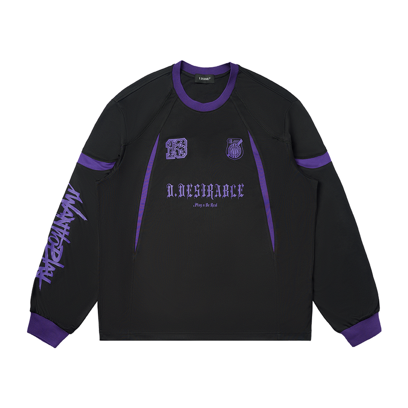 D.DESIRABLE NYCV - Holiday Vibe Block Sports Long-Sleeve T-Shirt Black
