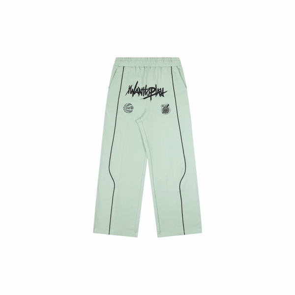 D.Desirable PLAY Contrast-Panel 3D Side-Tape Straight Sweatpants Green