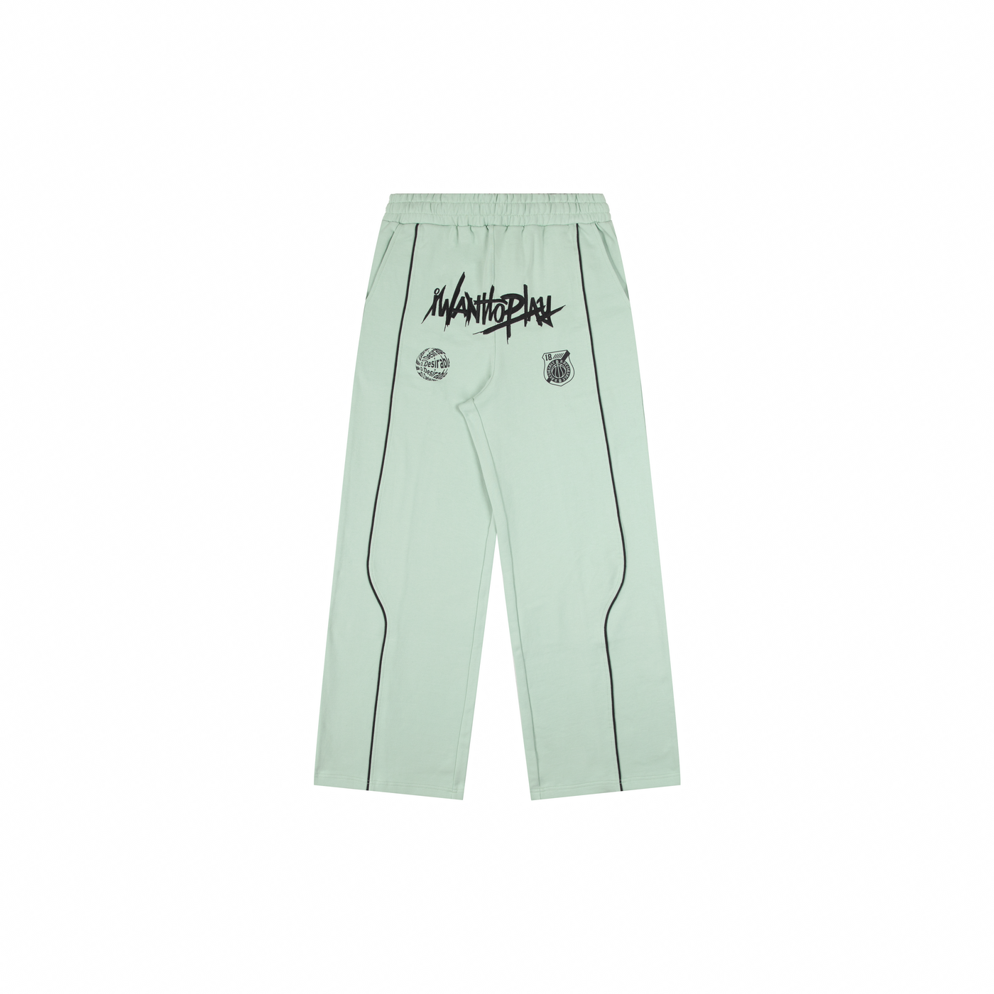 PLAY Contrast-Panel 3D Side-Tape Straight Sweatpants Green