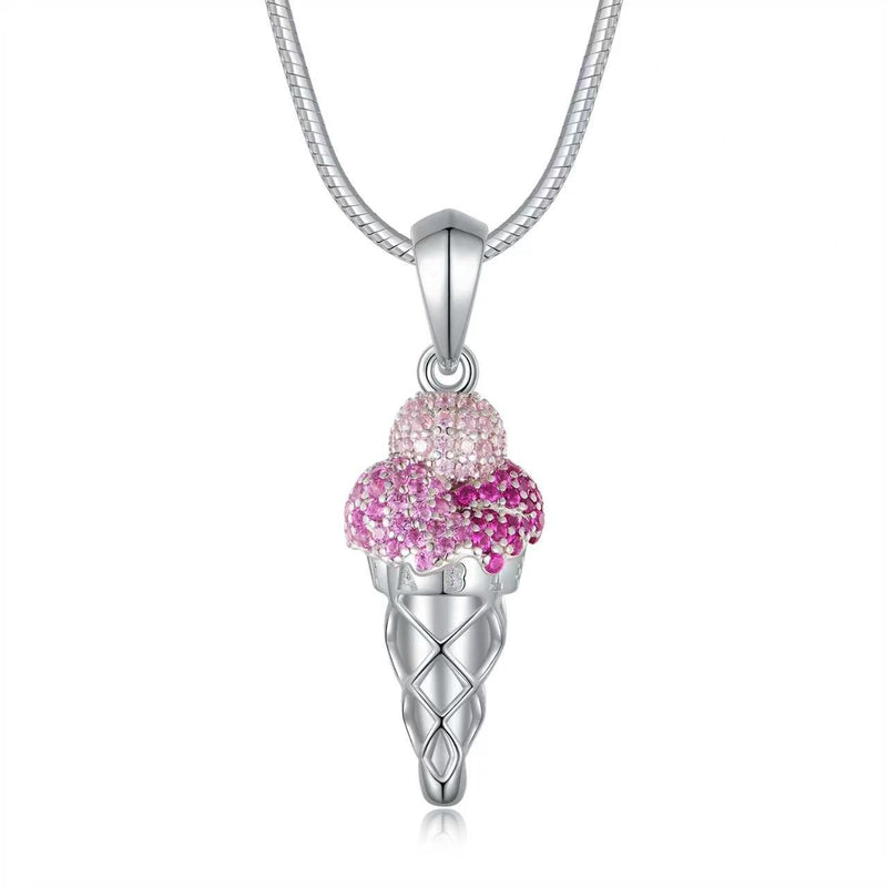 D.DESIRABLE - Triple Scoop Ice Cream Rhinestone Necklace (Berry Succulent)