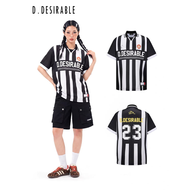 D.Desirable Sporty - V-Neck Collar Soccer T-Shirt