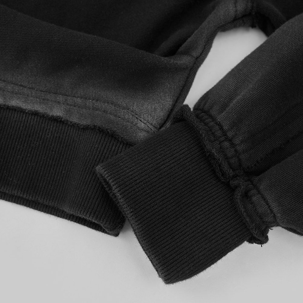 Draped Gradient Crop Hoodie Black