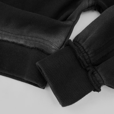 Draped Gradient Crop Hoodie Black