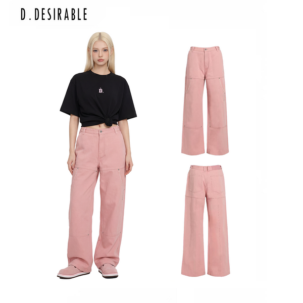 D.Desirable-New Retro Series - Candy Adventurer Pink Cargo Denim Jeans