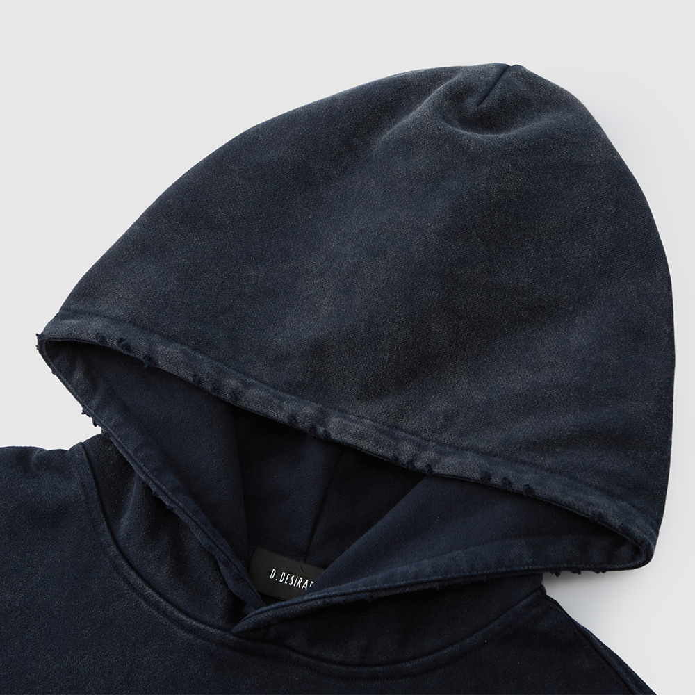 No.18 Washed Logo Hoodie Dark Blue