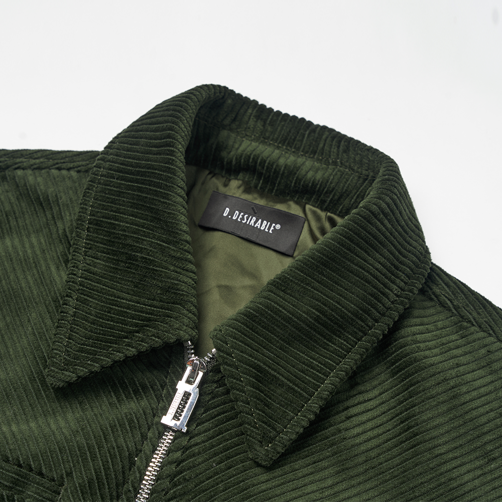 Chunky-Ribbed Corduroy Workwear Jacket Green