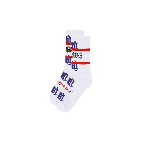 Western Rock Logo Cotton Mid-Calf Socks - White & Red