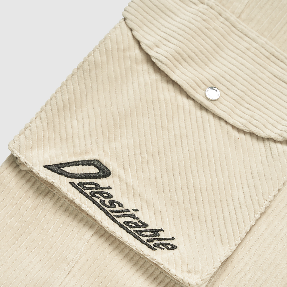 Chunky-Ribbed Corduroy Workwear Pants Beige