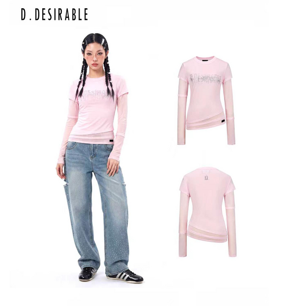 D.Desirable - Free Style - Sheer "Three-Layer" Long-Sleeve Top