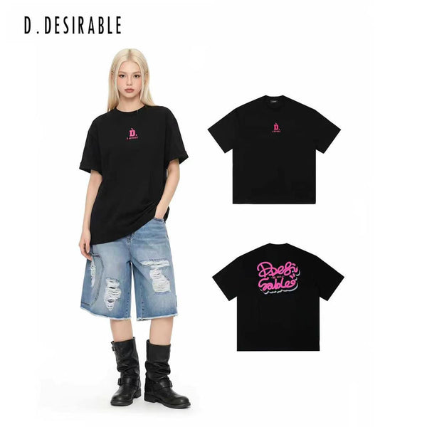 D.Desirable NY City Vibe Inflatable Neon Line Logo Short Sleeve T-Shirt