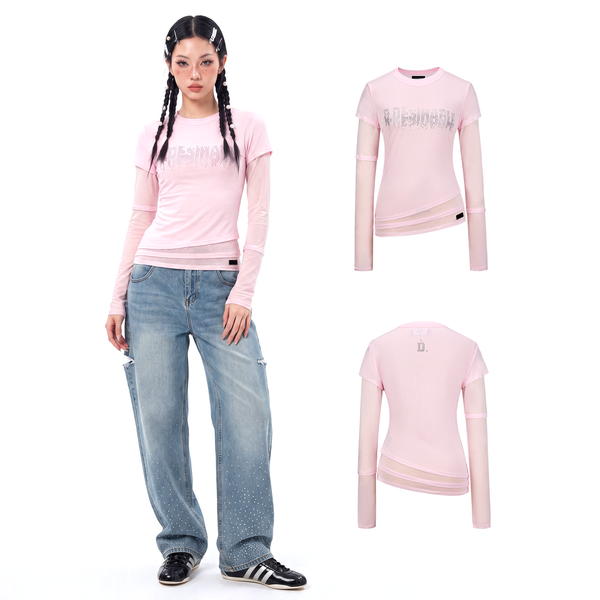 D.Desirable - Free Style - Sheer "Three-Layer" Long-Sleeve Top