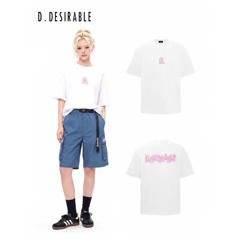 D.DESIRABLE New Retro Collection – White T-shirt with Hidden Logo and Slub Print