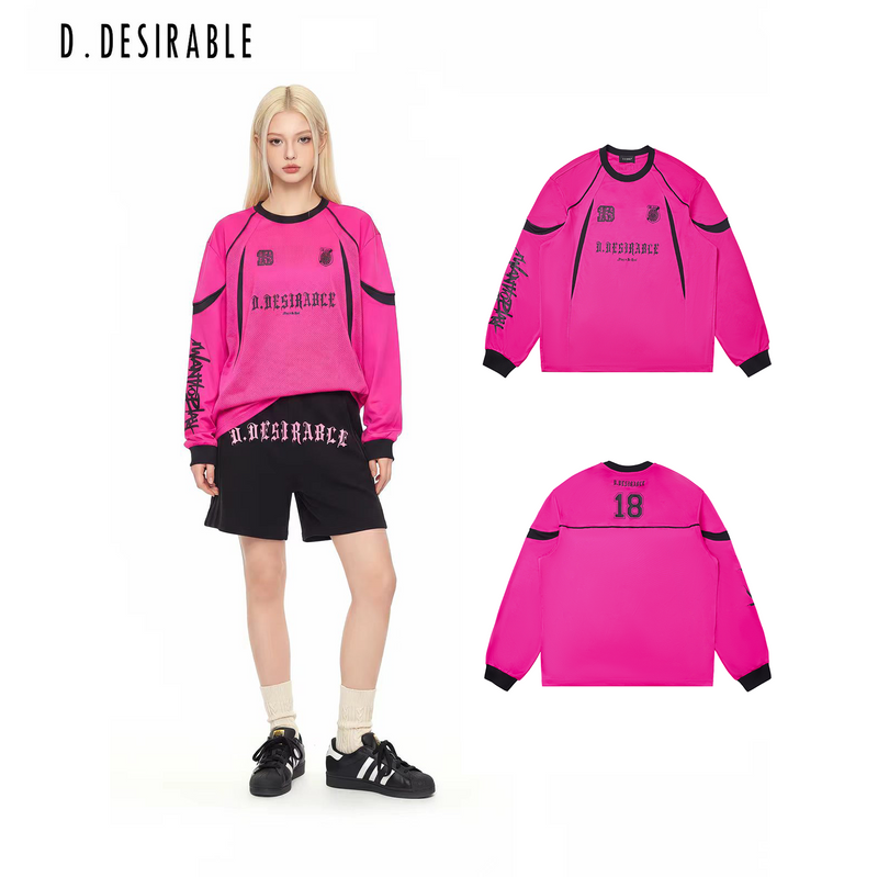 D.DESIRABLE NYCV - Holiday Vibe Block Sports Long-Sleeve T-Shirt Pink