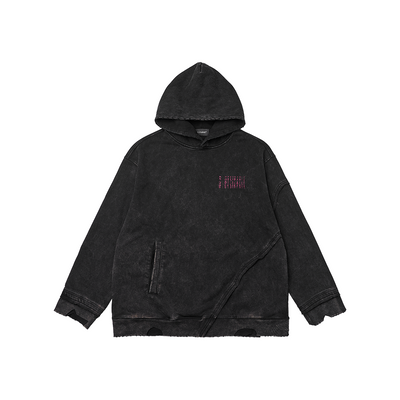 No.18 Washed Logo Hoodie Black