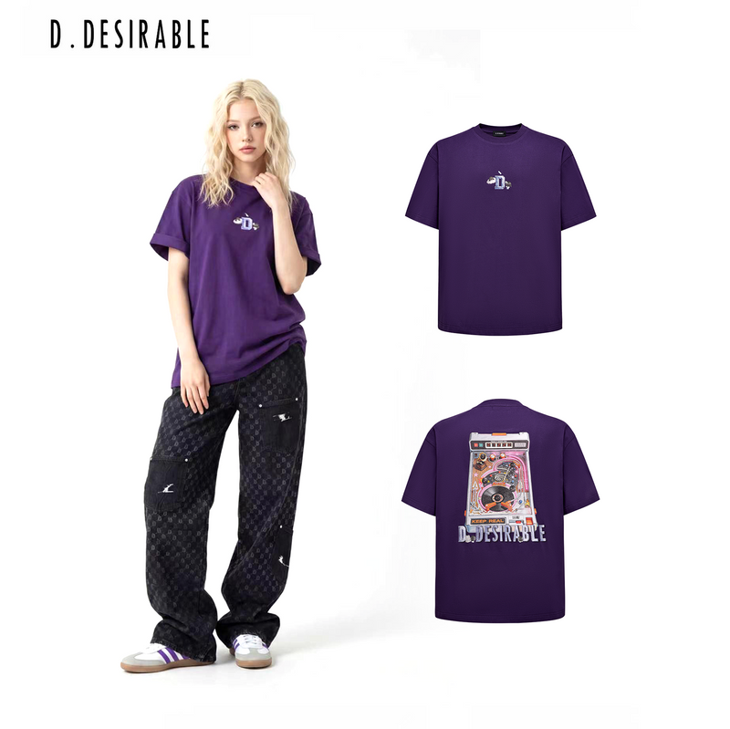 D.DESIRABLE -  Little Coal Ball Pinball Machine Printed T-Shirt