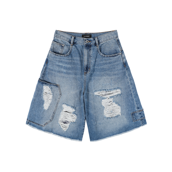 D.Desirable West Coast LA-A LINE Super-Wide Ripped Denim Shorts