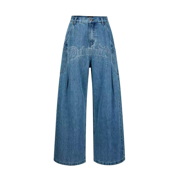 D.Desirable-Free Style - Vintage Raw Denim Rhinestone Jeans